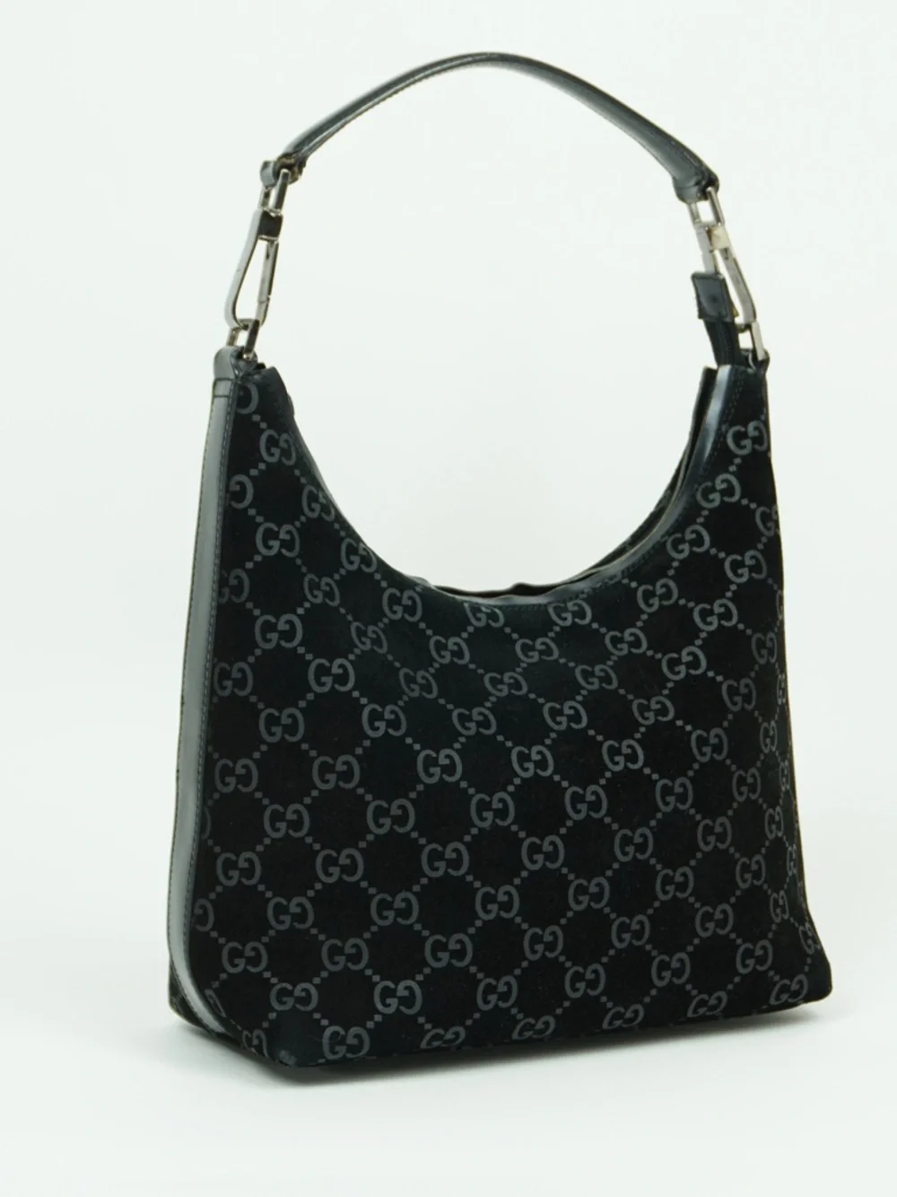Gucci Vintage GG Suede Hobo Shoulder Bag Black Tom Ford Y2K - Picture 12 of 13